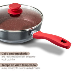 Panela Frigideira Revestimento Cerâmica Redstone Definitive PPH240APR Philco 2,7L Cabo Emborrachado