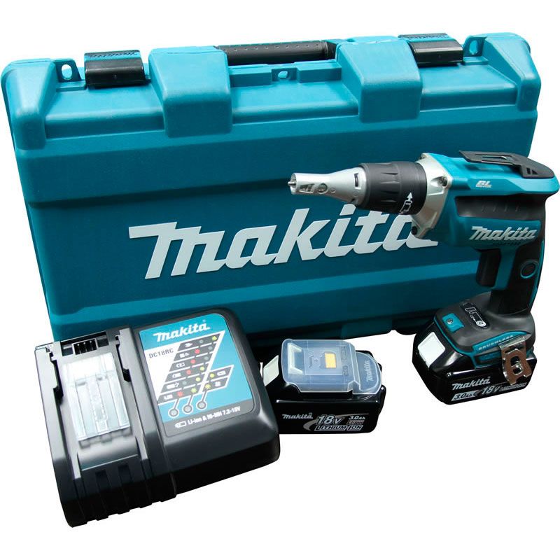 Parafusadeira Sem Fio 18V Motor BL Resistente Água 2 Baterias Carrregador Maleta DFS452RFE Makita - Guimepa