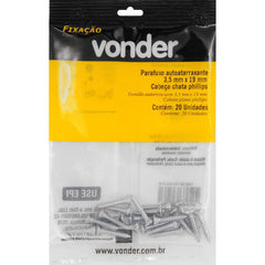 Parafuso Autoatarraxante 3,5x19 Phillips c/ 20 peças Vonder
