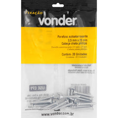 Parafuso Autoatarraxante 3,5x25 Phillips c/ 20 peças Vonder