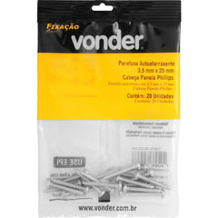 Parafuso Autoatarraxante 3,5x25 Phillips c/ 20 peças Vonder