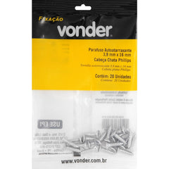 Parafuso Autoatarraxante 3,9x16 Phillips c/ 20 peças Vonder