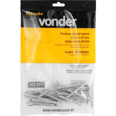 Parafuso Autoatarraxante 3,9x32 Phillips c/ 20 peças Vonder