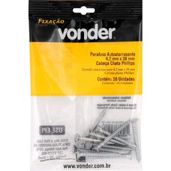 Parafuso Autoatarraxante 4,2x38,0mm Phillips 10 peças Vonder