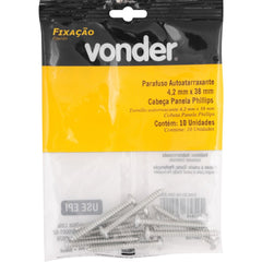 Parafuso Autoatarraxante 4,2x38,0mm Phillips 10 peças Vonder