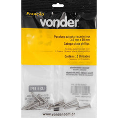 Parafuso tarraxante Inox 3,5x19,0mm Phillips 10 pçs Vonder