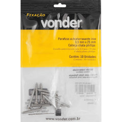 Parafuso tarraxante Inox 3,5x25,0mm Phillips 10 pçs Vonder
