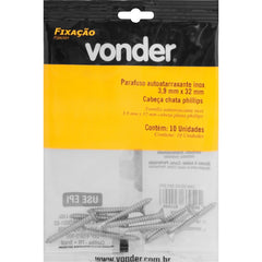 Parafuso tarraxante Inox 3,9x32,0mm Phillips 10 pçs Vonder