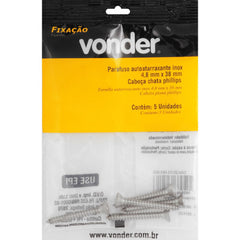 Parafuso Autoatarraxante Inox 4,8x38,0mm Phillips Vonder