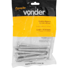 Parafuso Madeira 6,1 mm x 65 mm com 10 peças Vonder