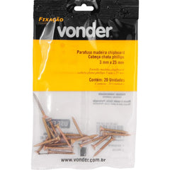 Parafuso Madeira Chipboard Phillips 3x25 c/ 20 peças Vonder