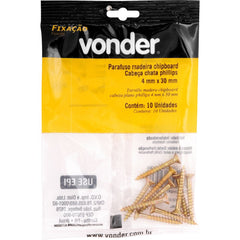 Parafuso Madeira Chipboard Phillips 4x30mm 10 peças Vonder