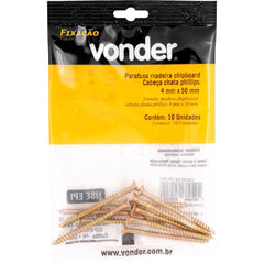 Parafuso Madeira Chipboard Phillips 4x50mm 10 peças Vonder