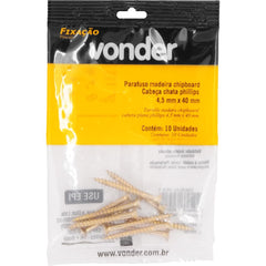Parafuso Madeira Chipboard Phillips 4,5x40mm 10 peças Vonder