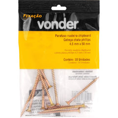 Parafuso Madeira Chipboard Phillips 4,5x50mm 10 peças Vonder