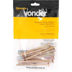Parafuso Madeira Chipboard Phillips 5x70mm 10 peças Vonder
