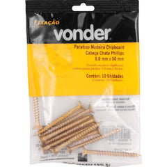 Parafuso Madeira Chipboard Phillips 5,5x50mm 10 peças Vonder