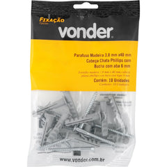 Parafuso Madeira Phillips 3,8x40mm com 10 peças Vonder