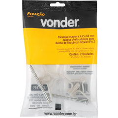 Parafuso Madeira Phillips 4,2x55mm c Bucha Nylon Fly2 Vonder