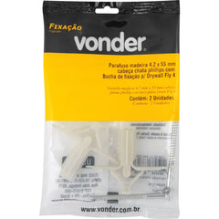 Parafuso Madeira Phillips 4,2x55mm c Bucha Nylon Fly4 Vonder