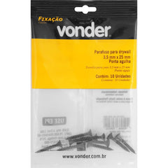 Parafuso p/ Drywall 3,5x25mm Ponta Agulha c/ 10 peças Vonder