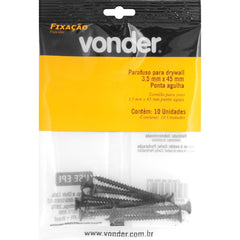 Parafuso p/ Drywall 3,5x45mm Ponta Agulha c/ 10 peças Vonder