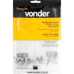 Parafuso p/ Drywall 4,2x13mm Ponta Agulha c/ 10 peças Vonder