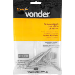 Parafuso Sextavado Rosca Soberba 1/4''x40mm 4 peças Vonder
