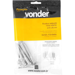 Parafuso Sextavado Rosca Soberba 1/4''x45mm 4 peças Vonder