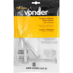 Parafuso Sextavado Rosca Soberba 1/4''x70mm 4 peças Vonder