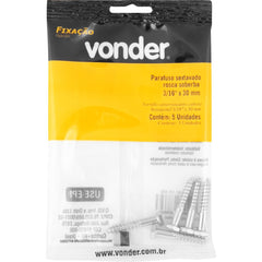 Parafuso Sextavado Rosca Soberba 3/16''x30mm 5 peças Vonder