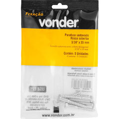 Parafuso Sextavado Rosca Soberba 3/16''x35mm 5 peças Vonder