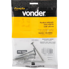 Parafuso Sextavado Rosca Soberba 3/16''x45mm 5 peças Vonder