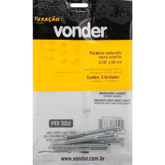 Parafuso Sextavado Rosca Soberba 3/16''x50mm 5 peças Vonder