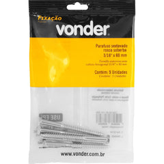 Parafuso Sextavado Rosca Soberba 3/16''x60mm 5 peças Vonder