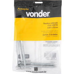 Parafuso Sextavado Rosca Soberba 3/16''x70mm 5 peças Vonder