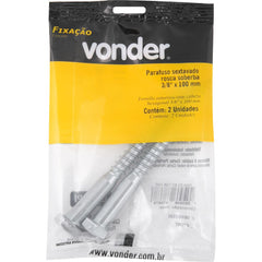 Parafuso Sextavado Rosca Soberba 3/8''x100mm 2 peças Vonder