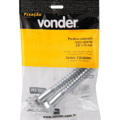 Parafuso Sextavado Rosca Soberba 3/8''x75mm 2 peças Vonder