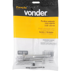 Parafuso Sextavado Rosca Soberba 5/16''x55mm 2 peças Vonder