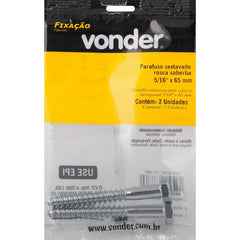 Parafuso Sextavado Rosca Soberba 5/16''x65mm 2 peças Vonder