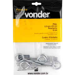 Pitão 3,3 mm x 53 mm com 6 peças Vonder