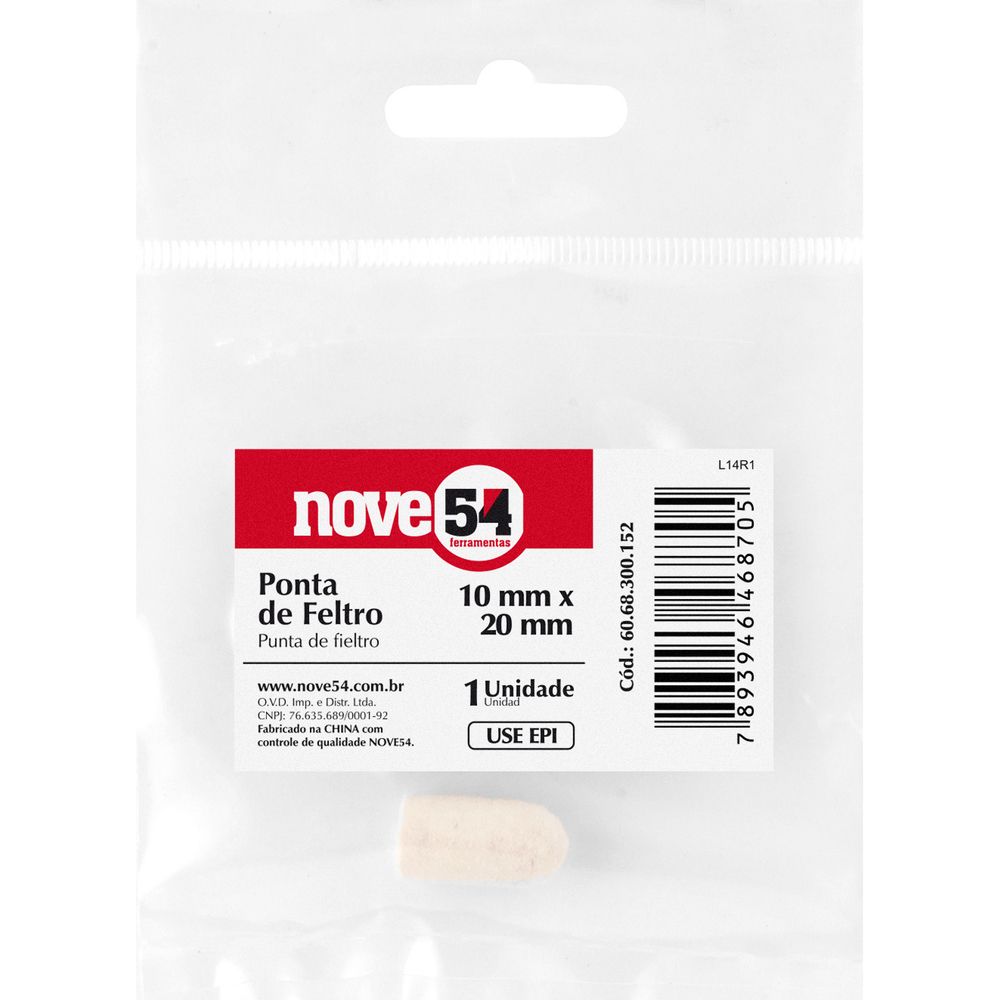Ponta de Feltro para Microrretífica 10 mm x 20 mm Nove54