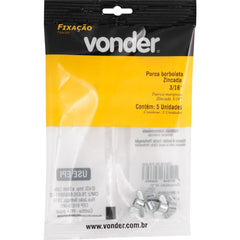 Porca Borboleta Zincada 3/16'' com 5 peças Vonder