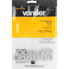 Porca Sextavada de 5/16'' Rosca Unc 10 peças Vonder