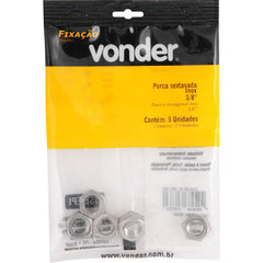 Porca Sextavada Inox 3/8'' com 5 peças Vonder