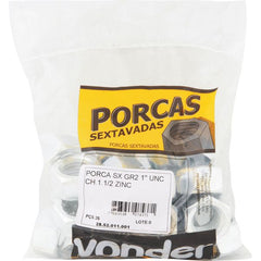 Porca sextavado 1/4 nc zincado pacote com 100 Vonder