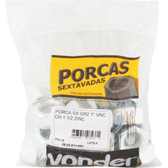 Porca sextavado 1 nc zincado pacote com 25 - Vonder