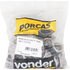 Porca sextavado 3/8 nc polido pacote com 100 Vonder