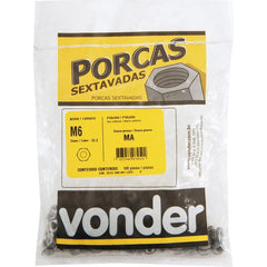 Porca sextavado M10 ma polido pacote com 100 Vonder