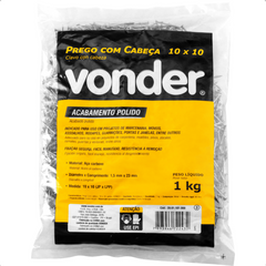 Prego com Cabeça 10 x 10 (7/8 x 17") Polido 1 Kg Vonder
